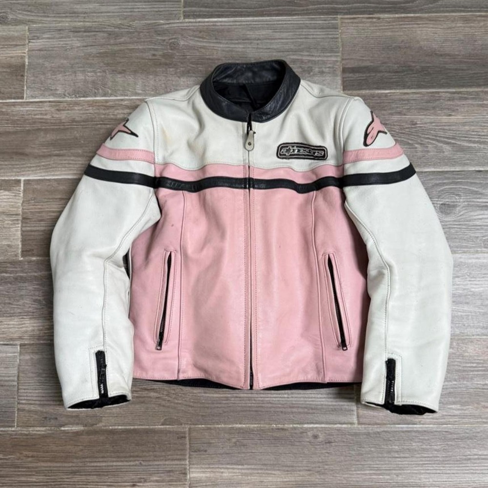 Y2K 2000s pink Alpinestars Stella motorcycle jacket size S